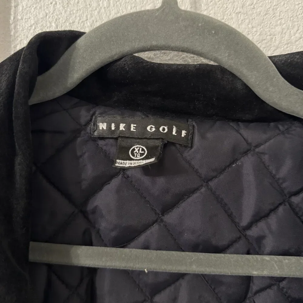Rare Vintage Nike‎ Golf Quilt Lined Full Zip Bomber Jacket Mens XL 90s Y2K Suede